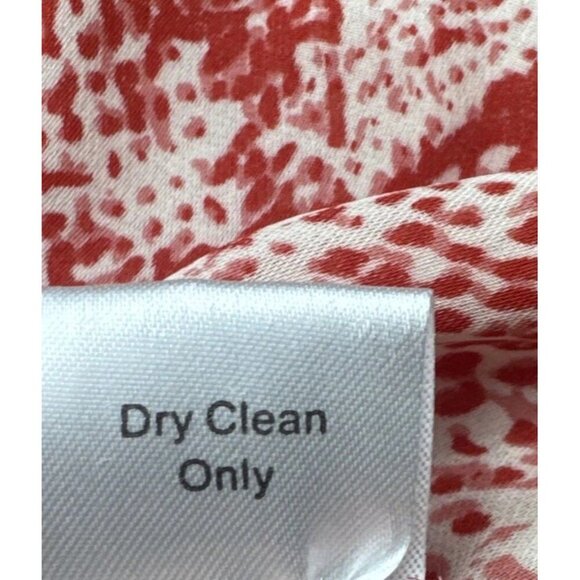 Parker Brand Women’s Red Patterned Spaghetti Strap Tiered Lined Mini Dress Sz M - Picture 9 of 10